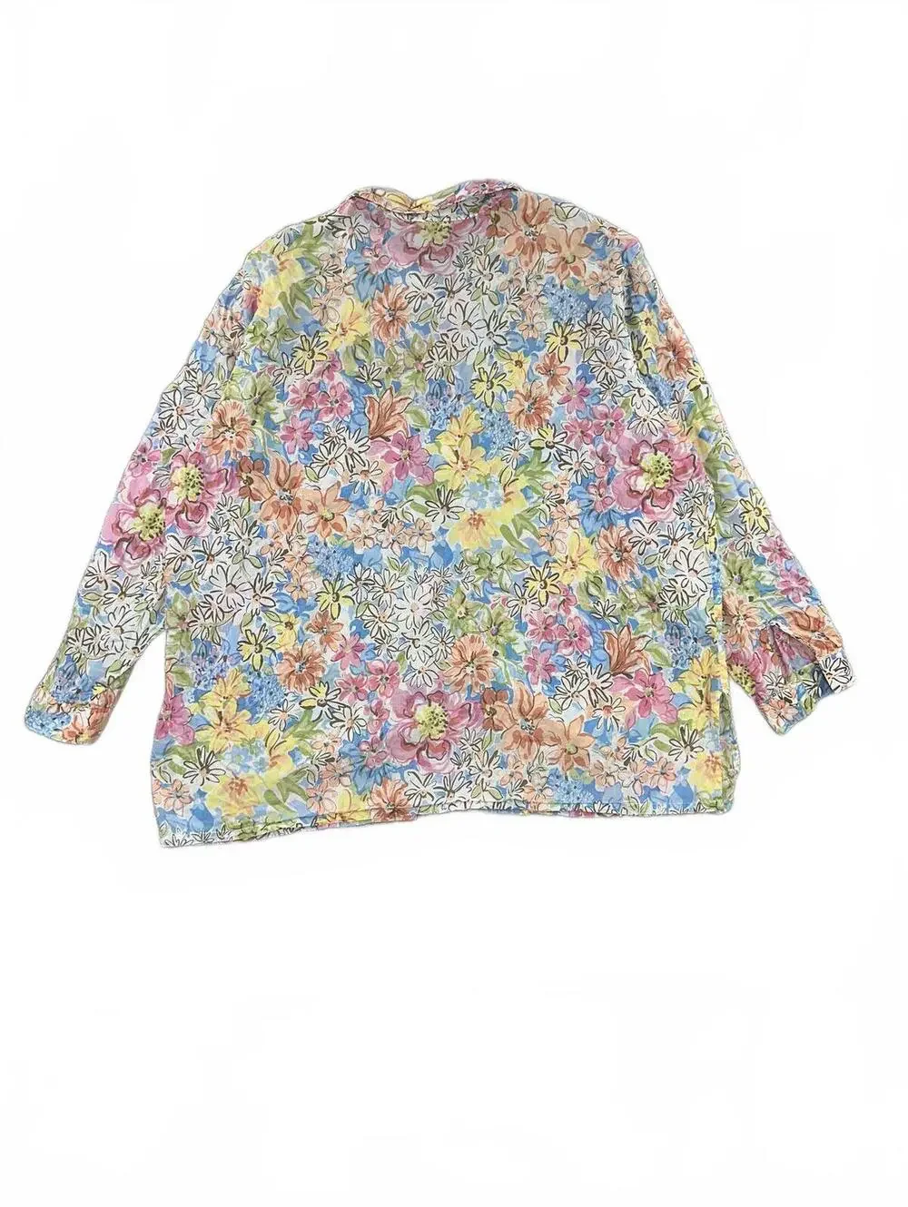 Koret Francisca Vintage Floral Button Front Blouse with Relaxed Oversized Fit